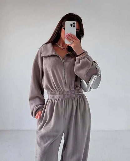 Maris | Elegant long-sleeved casual jumpsuit with elastic waist